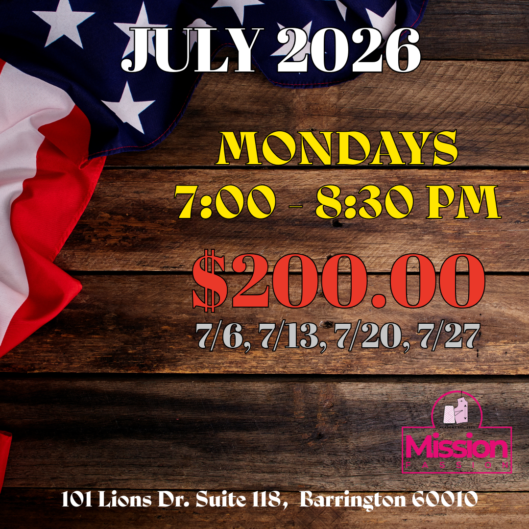 July, Monday 7:00 PM - 8:30 Class