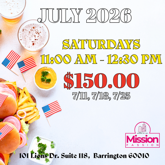 July, Saturday 11:00 AM - 12:30 PM Class