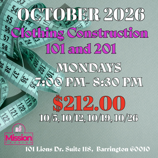 October, Monday 7:00 PM - 8:30 Class